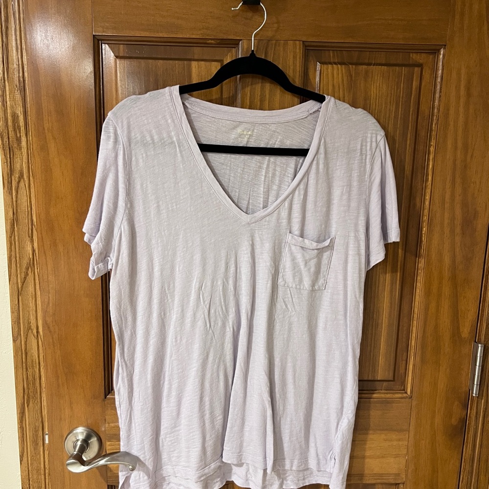 Madewell Women's V-Neck Pocket Tee light purple